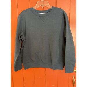 National Navy Blue‎ Crewneck Sweatshirt Petite Large V-Stitch Fleece Pullover